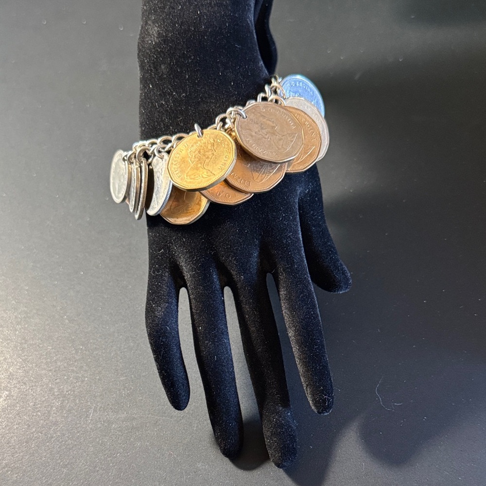 Mixed Canadian Coin Charm Bracelet – 925 Sterling Silver Chain